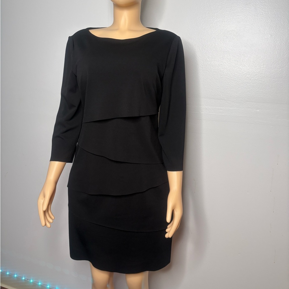 Chic Black Layered Long Sleeve Dress